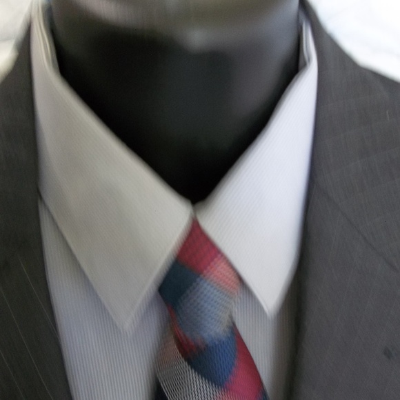 2 Button Color Charcoal With Pinsripe Men's Suit Classic Fit 2 Piece Suits - Two piece Business suits Suit Athletic Cut